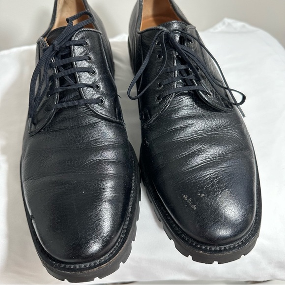 Salvatore Ferragamo Mens Derby Shoes 10,5 D Oxford Black Leather - Picture 11 of 16